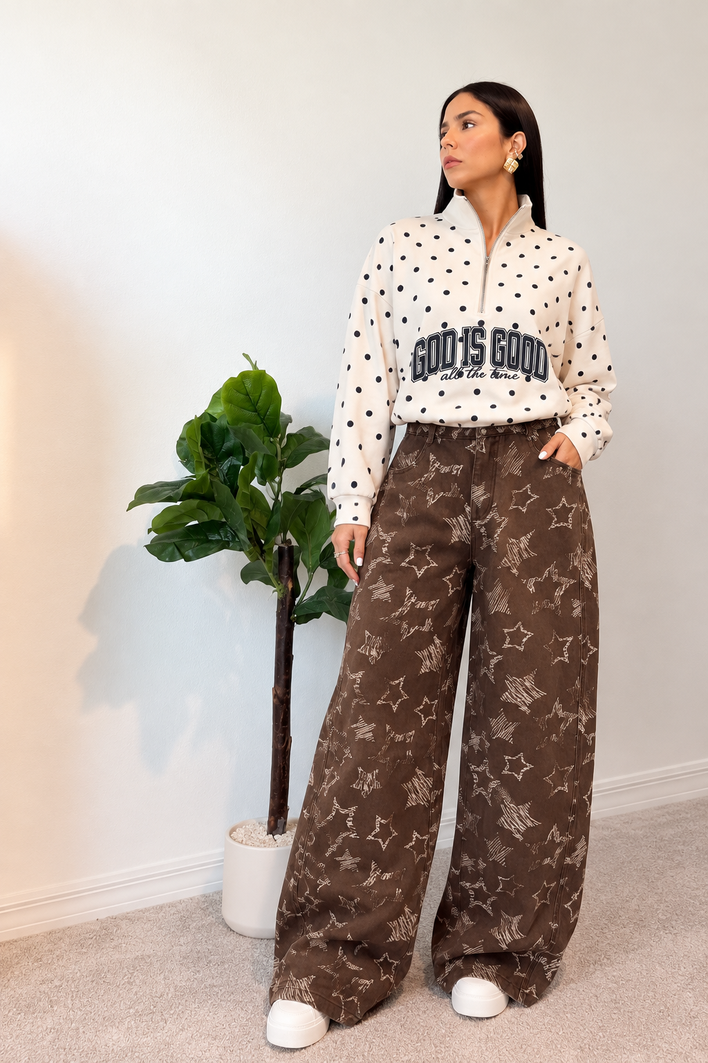 Polka dots lightweight sweater