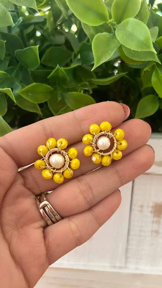 Yellow flowers earrings