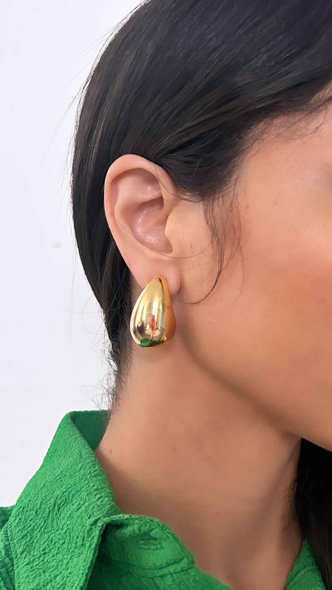 Gold Water Drop Hoops