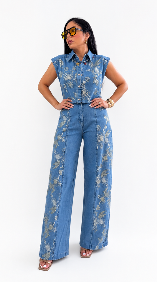 Lila denim Set