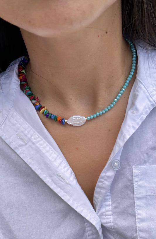 Summer necklace in baby blue